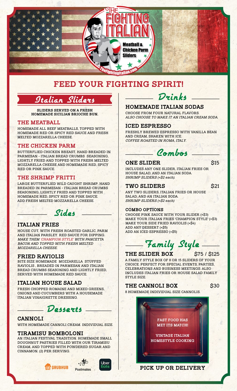 The Fighting Italian Menu