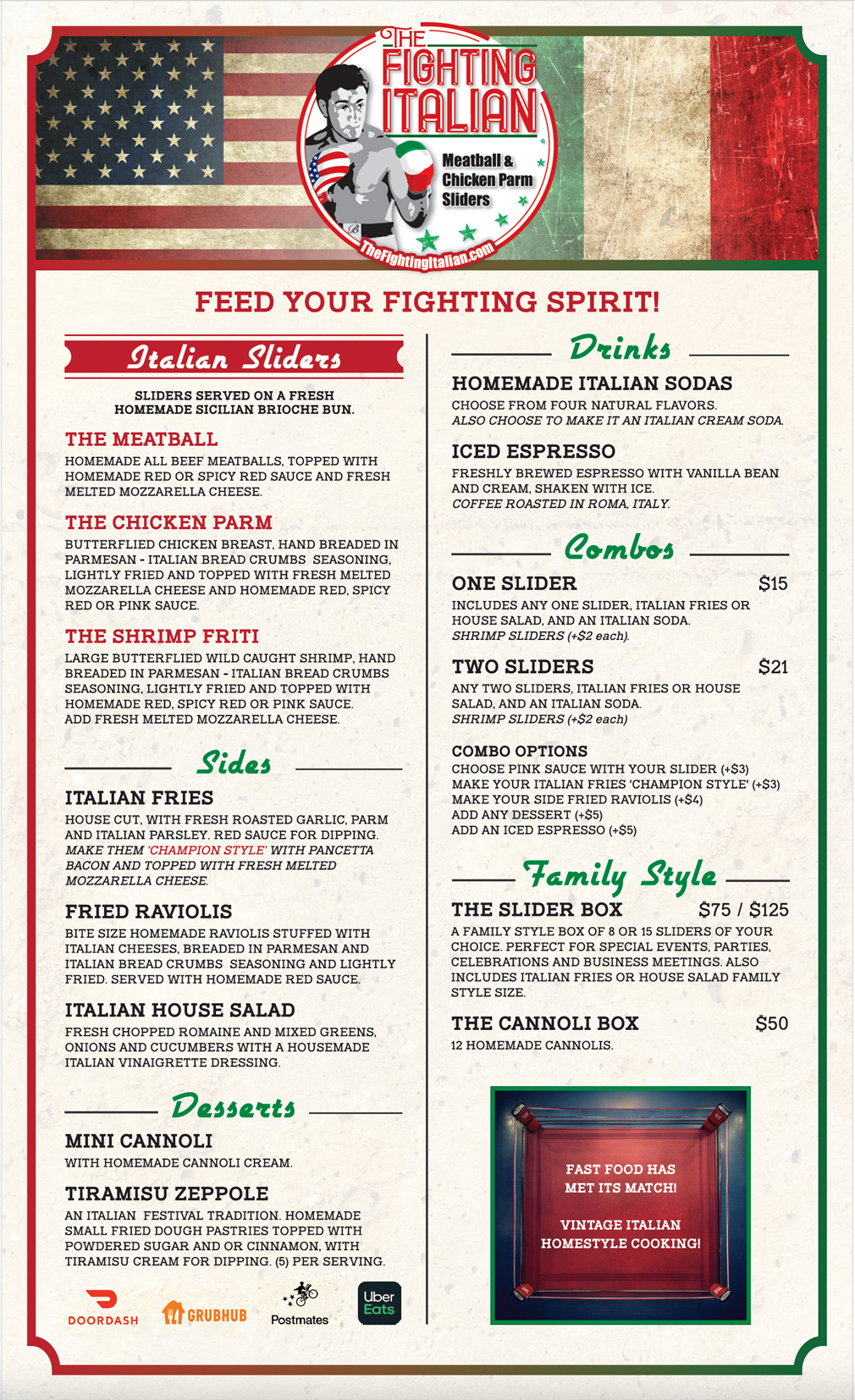 Fighting Italian menu
