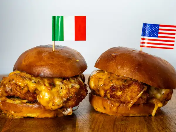 two chicken parm sliders